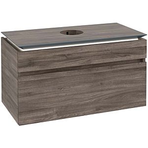 Villeroy und Boch Legato Waschtischunterschrank B604L0RK 100x55x50cm, Waschtisch mittig, mit LED-Beleuchtung, Stone Oak