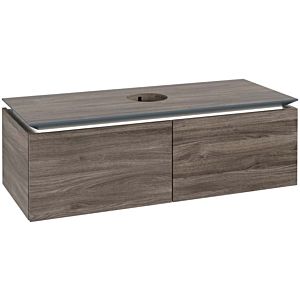 Villeroy und Boch Legato Waschtischunterschrank B609L0RK 120x38x50cm, Waschtisch mittig, mit LED-Beleuchtung, Stone Oak