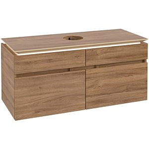 Villeroy und Boch Legato Waschtischunterschrank B610L0RH 120x55x50cm, Waschtisch mittig, mit LED-Beleuchtung, Kansas Oak