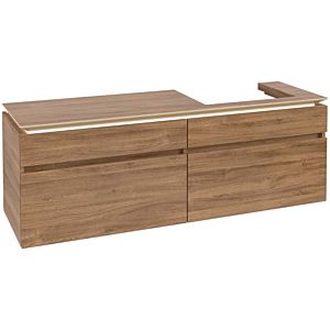 Villeroy und Boch Legato Waschtischunterschrank B691L0RH 160x55x50cm, Waschtisch rechts, mit LED-Beleuchtung, Kansas Oak