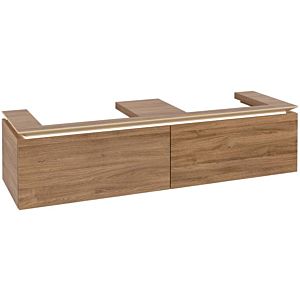 Villeroy und Boch Legato Waschtischunterschrank B692L0RH 160x38x50cm, für 2 Waschtische, mit LED-Beleuchtung, Kansas Oak