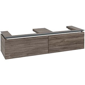 Villeroy und Boch Legato Waschtischunterschrank B692L0RK 160x38x50cm, für 2 Waschtische, mit LED-Beleuchtung, Stone Oak