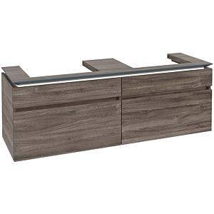 Villeroy und Boch Legato Waschtischunterschrank B693L0RK 160x55x50cm, für 2 Waschtische, mit LED-Beleuchtung, Stone Oak