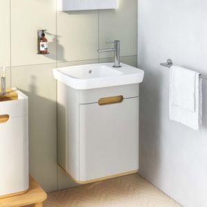 Vitra Sento washbasin furniture set 65980 50x37.5x68.5cm, door hinge left, light grey matt, decor