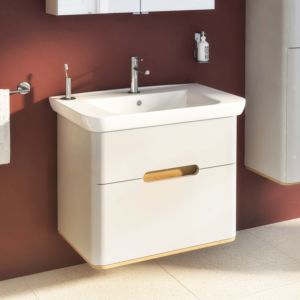 Vitra Sento washbasin furniture set 65989 78x48.5x68.5cm, 2 full extension drawers, light grey matt, decor