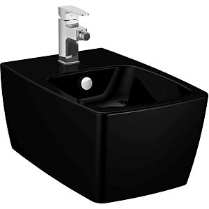 Vitra Metropole Wand-Bidet 5675B070-1046 36x56cm, Überlauf, 1 Hahnloch mittig, schwarz Hochglanz