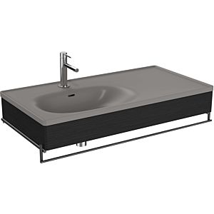 Vitra Equal 66058 102,5x52cm, avec lavabo pour meuble asymétrique, gris pierre, avec panneau en bois de chêne noir