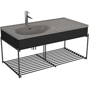 Vitra Equal 66060 102,5x52cm, lavabo pour meuble asymétrique, gris pierre mat, avec panneau en bois de chêne noir