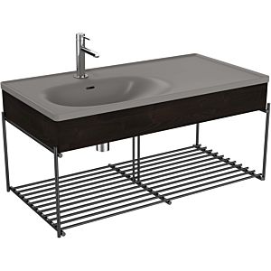 Vitra Equal 66061 102,5x52cm, lavabo pour meuble asymétrique, gris pierre mat, avec panneau en bois orme